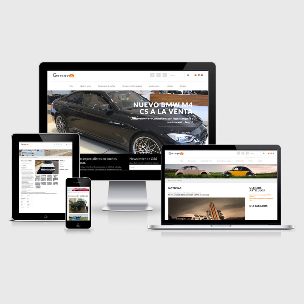 Diseño de página web para empresa de restauración de vehículos clásicos y clásicos deportivos